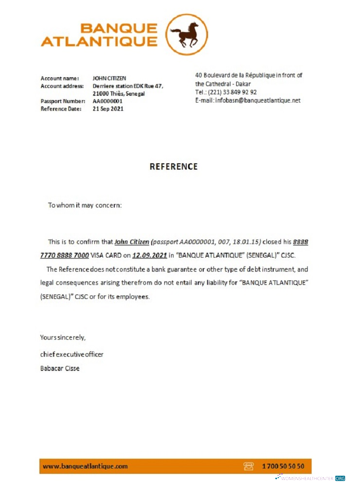 Download Senegal Banque Atlantique closure reference Photoshop template